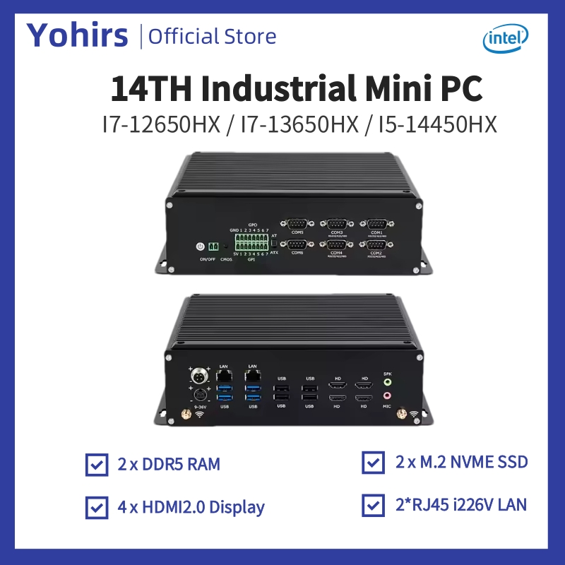 Fanless Industrial Pc Rs485 Core I7 - 14세대 산업용 미니 PC i5-14450HX i7-13650HX