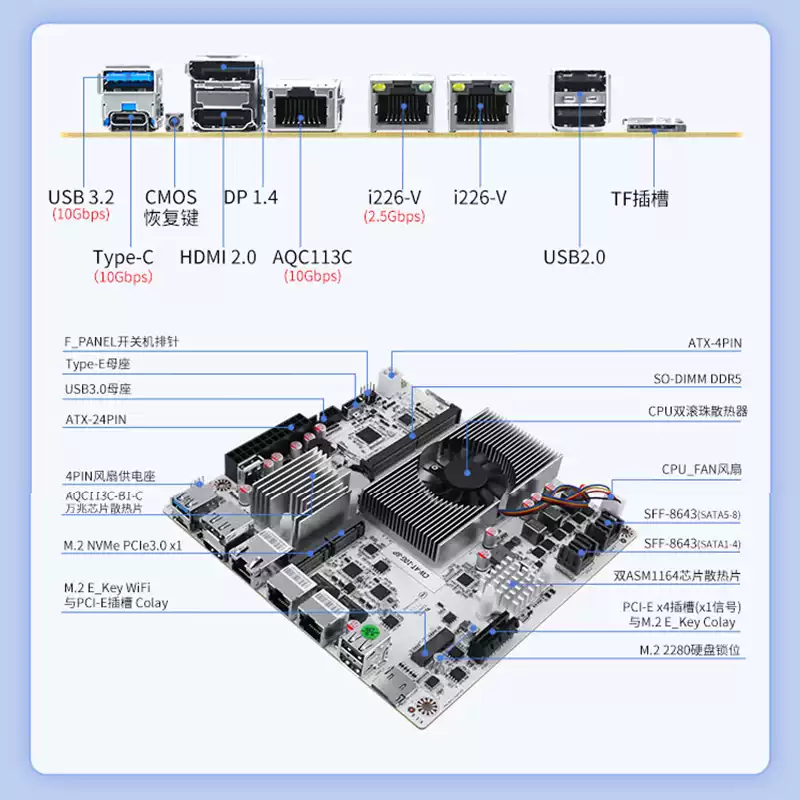 Nas Motherboard 8 Sata Mini Itx - 8베이 NAS 마더보드, N100 N150 N305